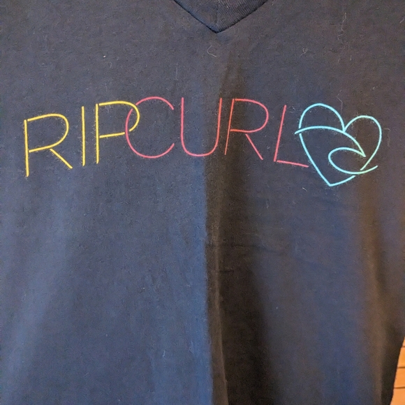 Ripcurl Colorful Logo & Black V-Neck Tee - Picture 3 of 5